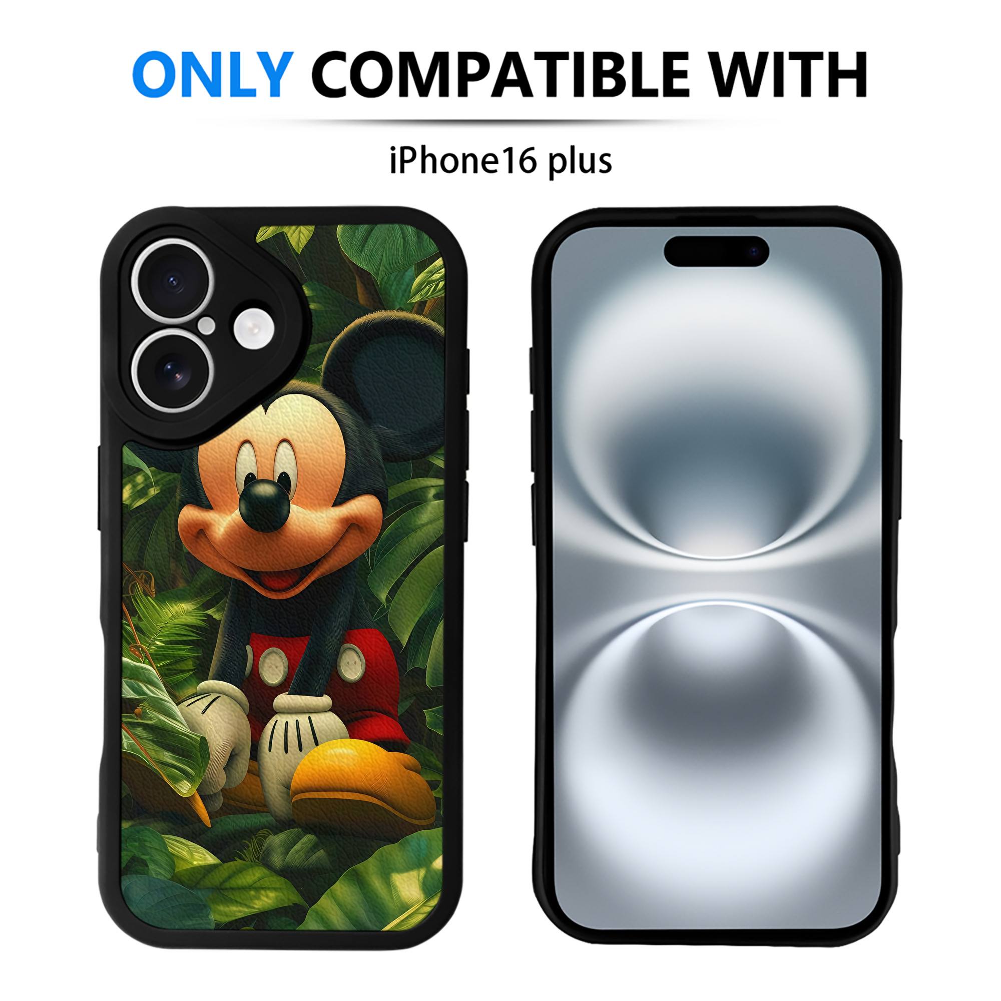 （画像用） ミッキーマウス Mickey Mouse 【iPhone 16シリーズ対応】シリコンスマホケース（レザー調） 材質：シリコン
